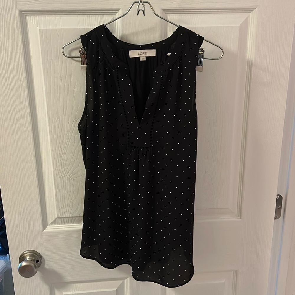 Loft black and white polka dot top